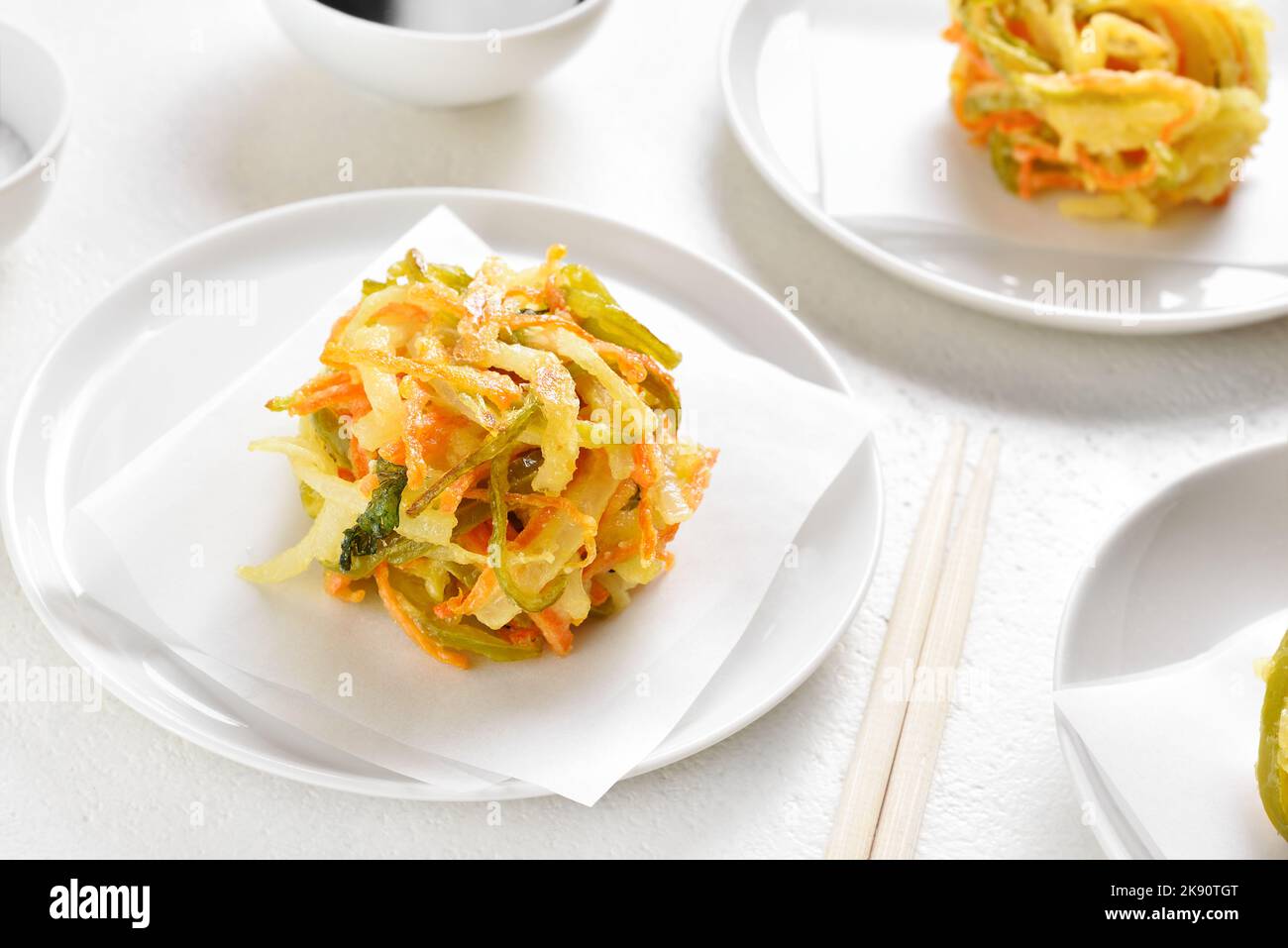 Japanese kakiage tempura. Deep fried vegetable in asian style. Close up