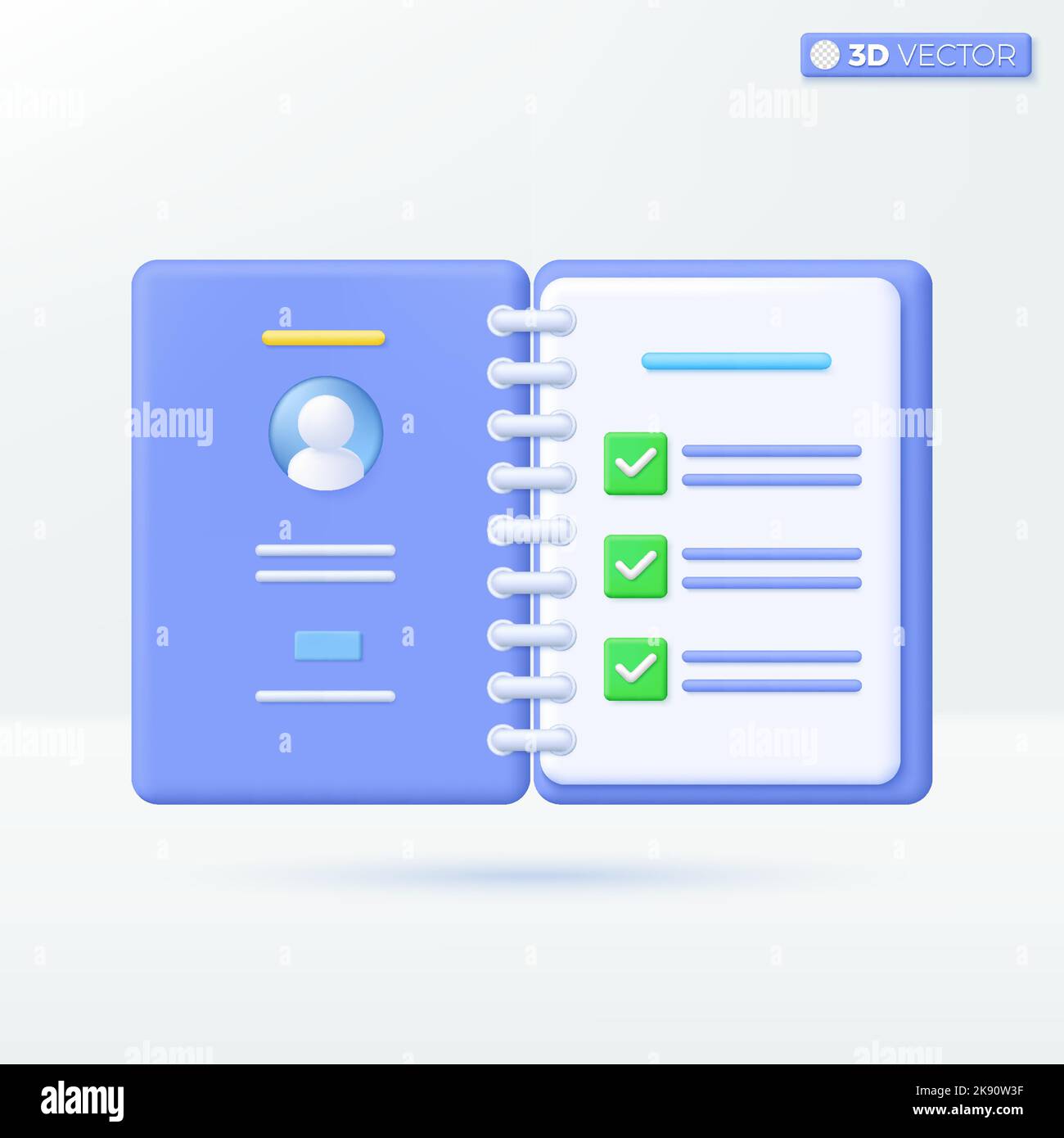 Personal Pocket book and check mark icon symbols. journal, Textbook