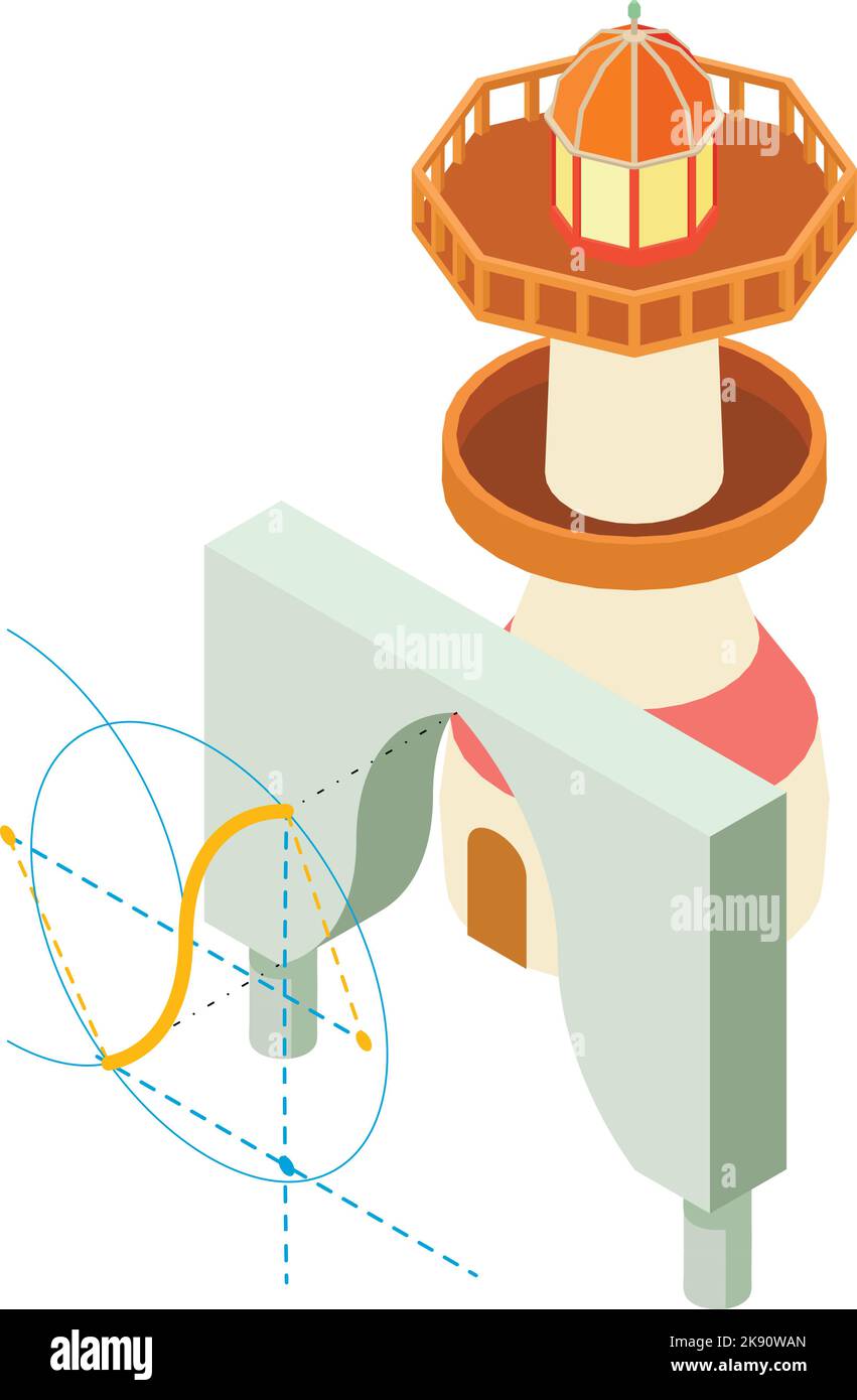 Construction work icon isometric vector. Arch project and lighthouse ...