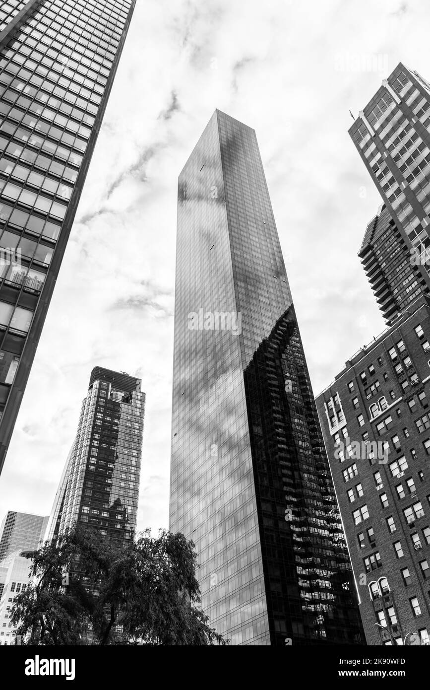 View skyscraper towers white Black and White Stock Photos & Images - Alamy