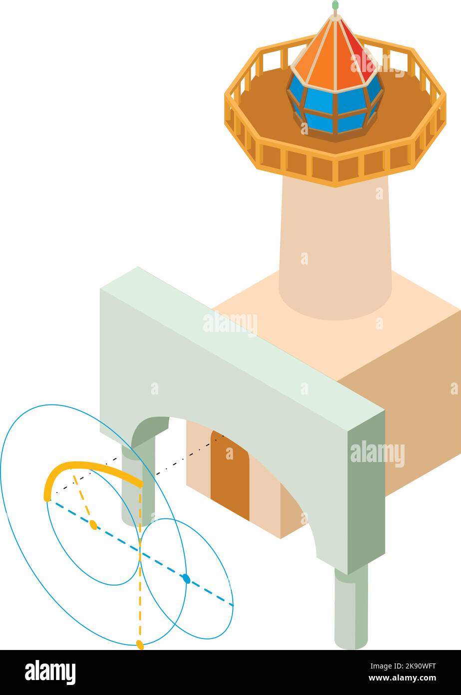 Construction concept icon isometric vector. Arch project and lighthouse ...
