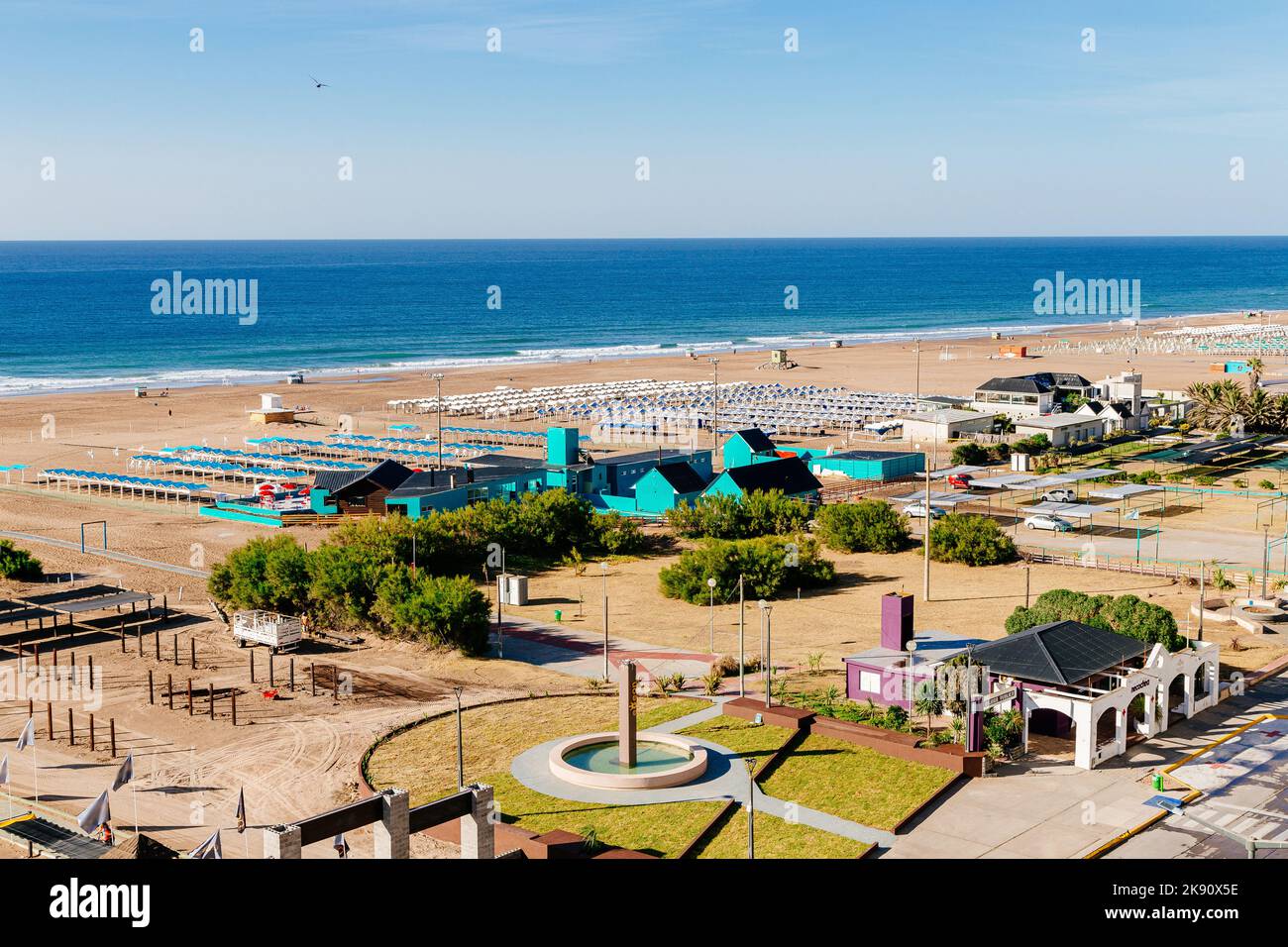 Necochea, Buenos Aires, Argentina. Aerial view of the main beach in the city downtown. Stock Photo