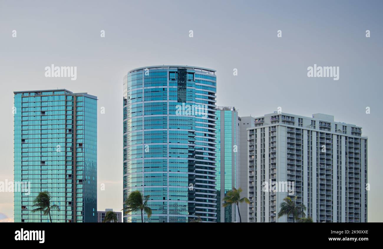 Palm trees modern buildings hi-res stock photography and images - Alamy