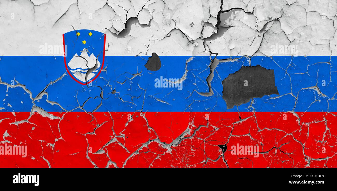 3D Flag of Slovenia on an old stone wall background Stock Photo - Alamy