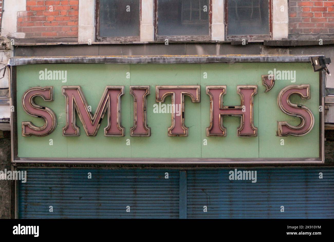 The shop sign for Smiths Greengrocers, Hamlet Court Road, Westcliff on
