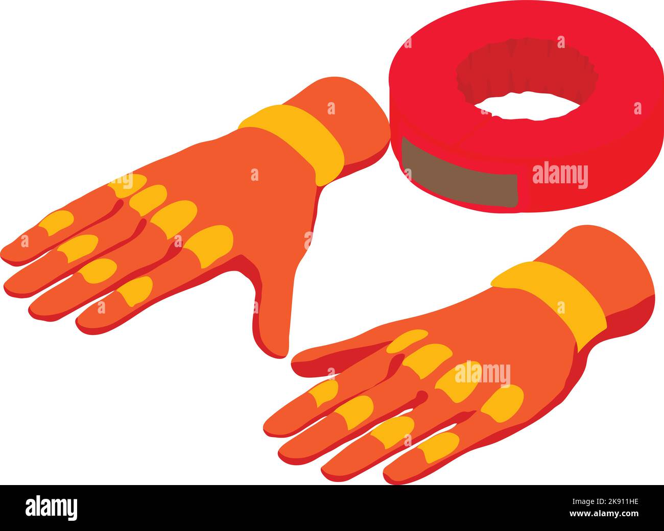 Karting accessory icon isometric vector. Red karting glove and neck