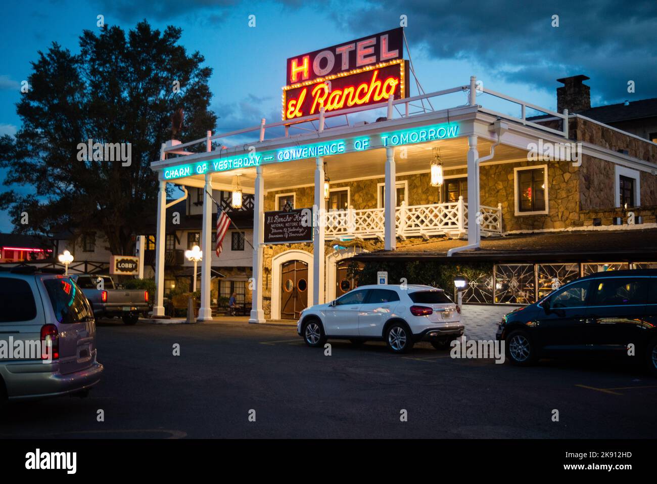 El Rancho Hotel - National Historic Site, Route 66 hotel located in Gallup, New Mexico, USA Stock Photo