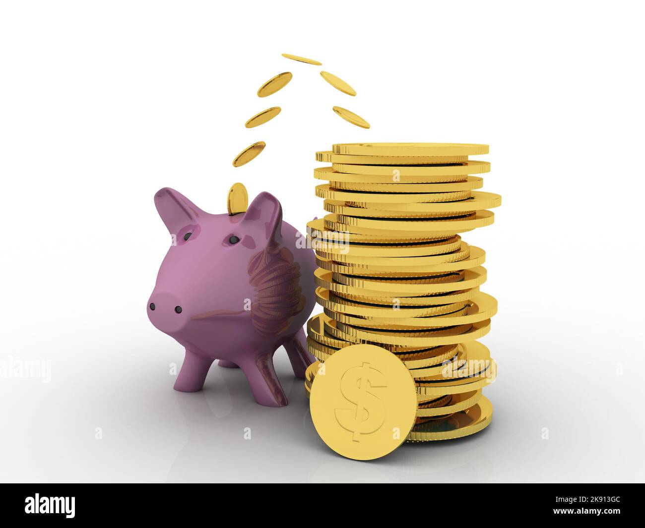 3d rendering goin coin in piggy bank Stock Photo - Alamy