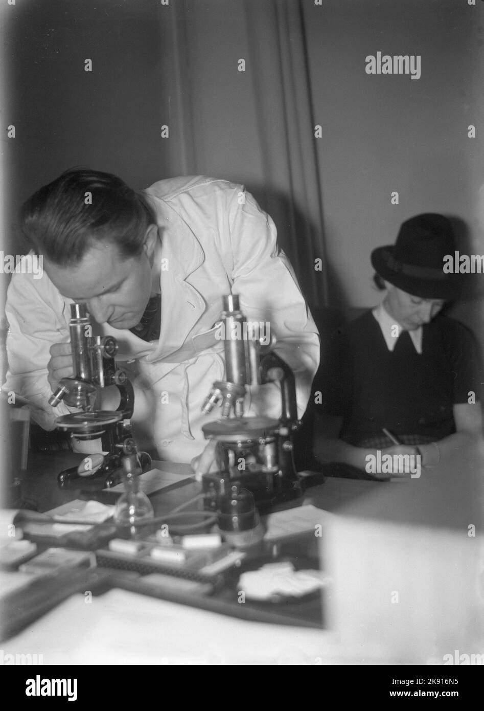 Doctor Erik Sköld. Research pioneer of hemophilia. He started Swedens very first blood center. His work included the research of the all Hemophilia families and individuals. His clinic was the only one in Sweden.  Sweden november 1939 Kristoffersson ref 17-5 Stock Photo