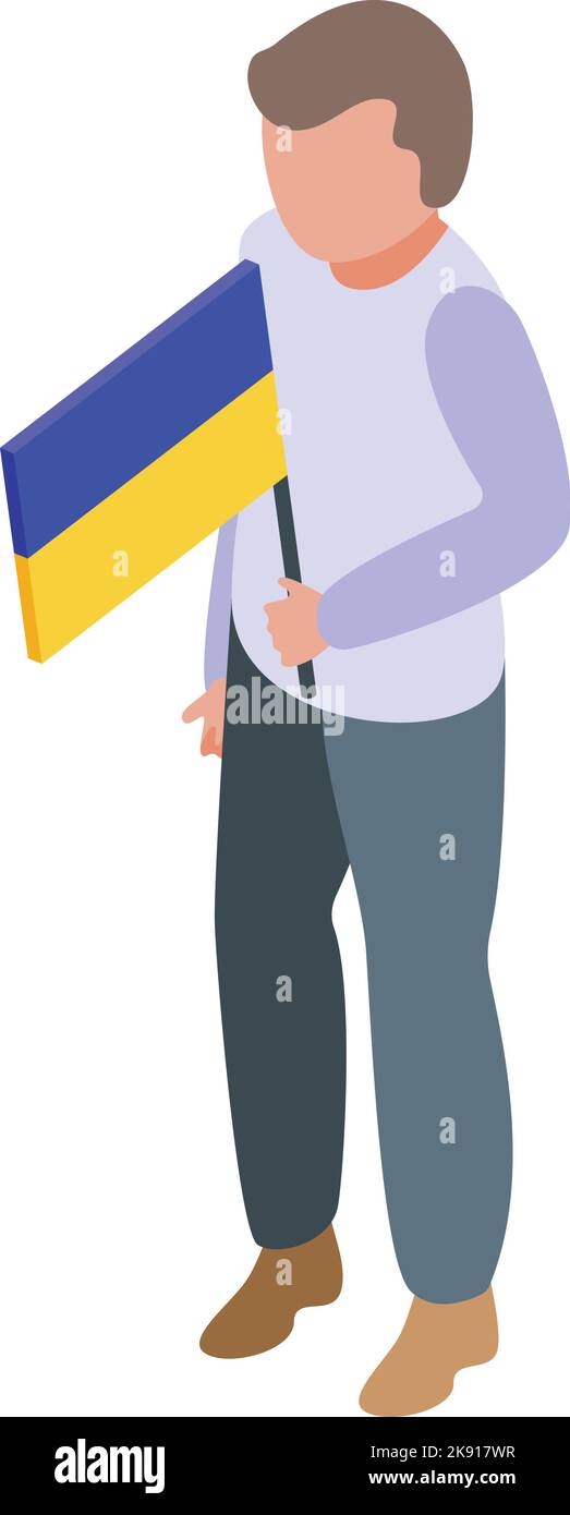 Kid Ukraine flag icon isometric vector. Children world. Europe religion Stock Vector