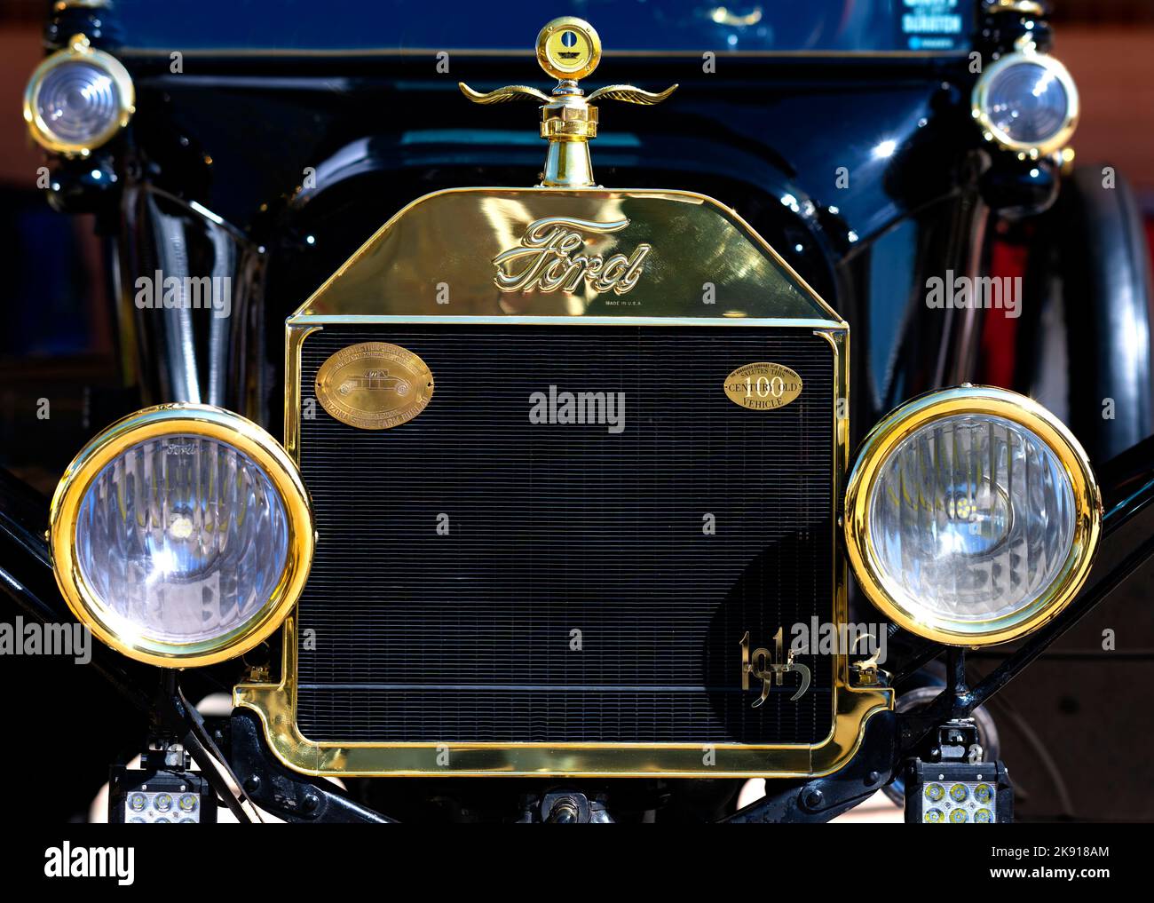 A part of the blue car in the Just Cruisin's car show in Winslow Stock