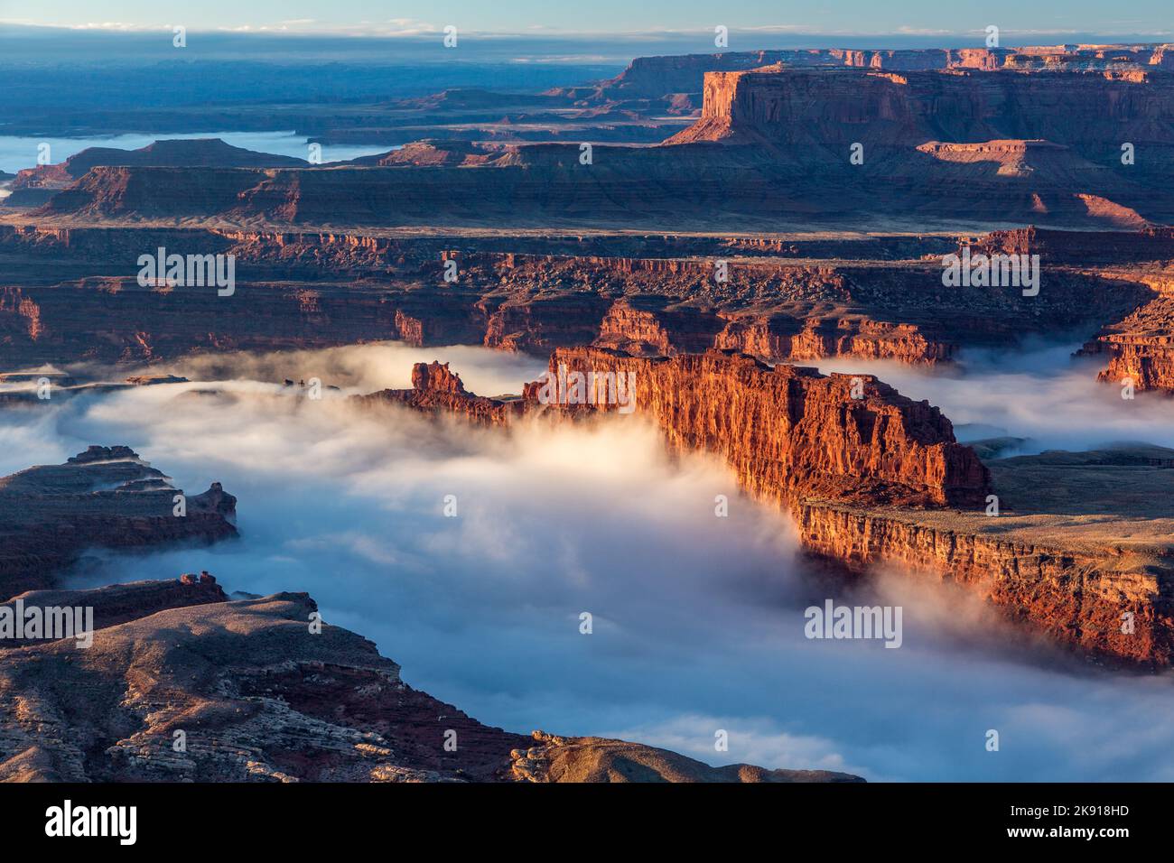A winter temperature inversion produces rare ground fog in the canyons
