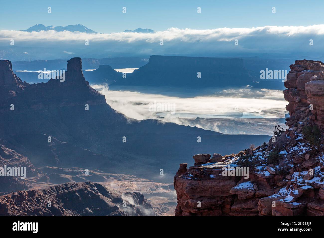 A winter temperature inversion produces rare ground fog in the canyons