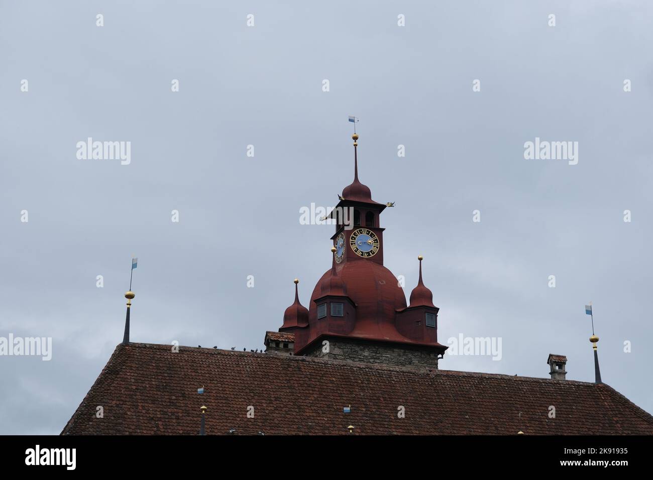 A scenic view dome of the Rathaus Stadt Luzern governmental building in Switzerland Stock Photo