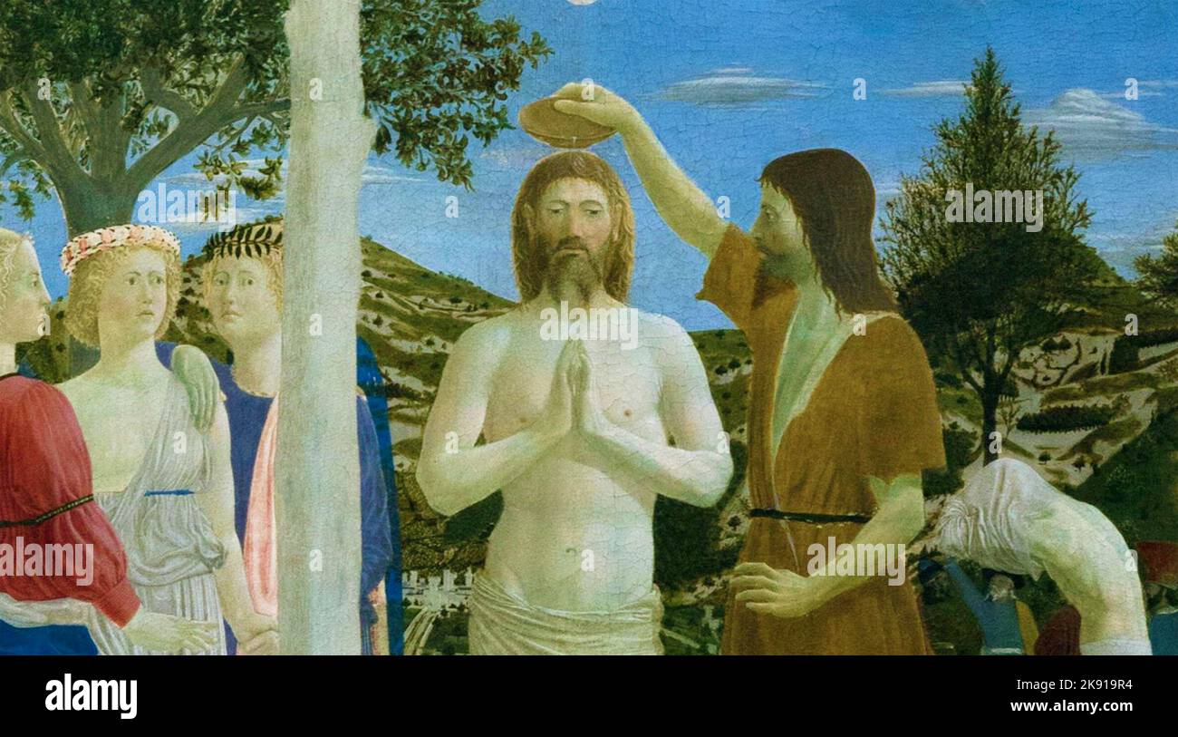 BAPTISM OF CHRIST  section of the painting  by Piero della Francesca (1415/20-1492) Stock Photo