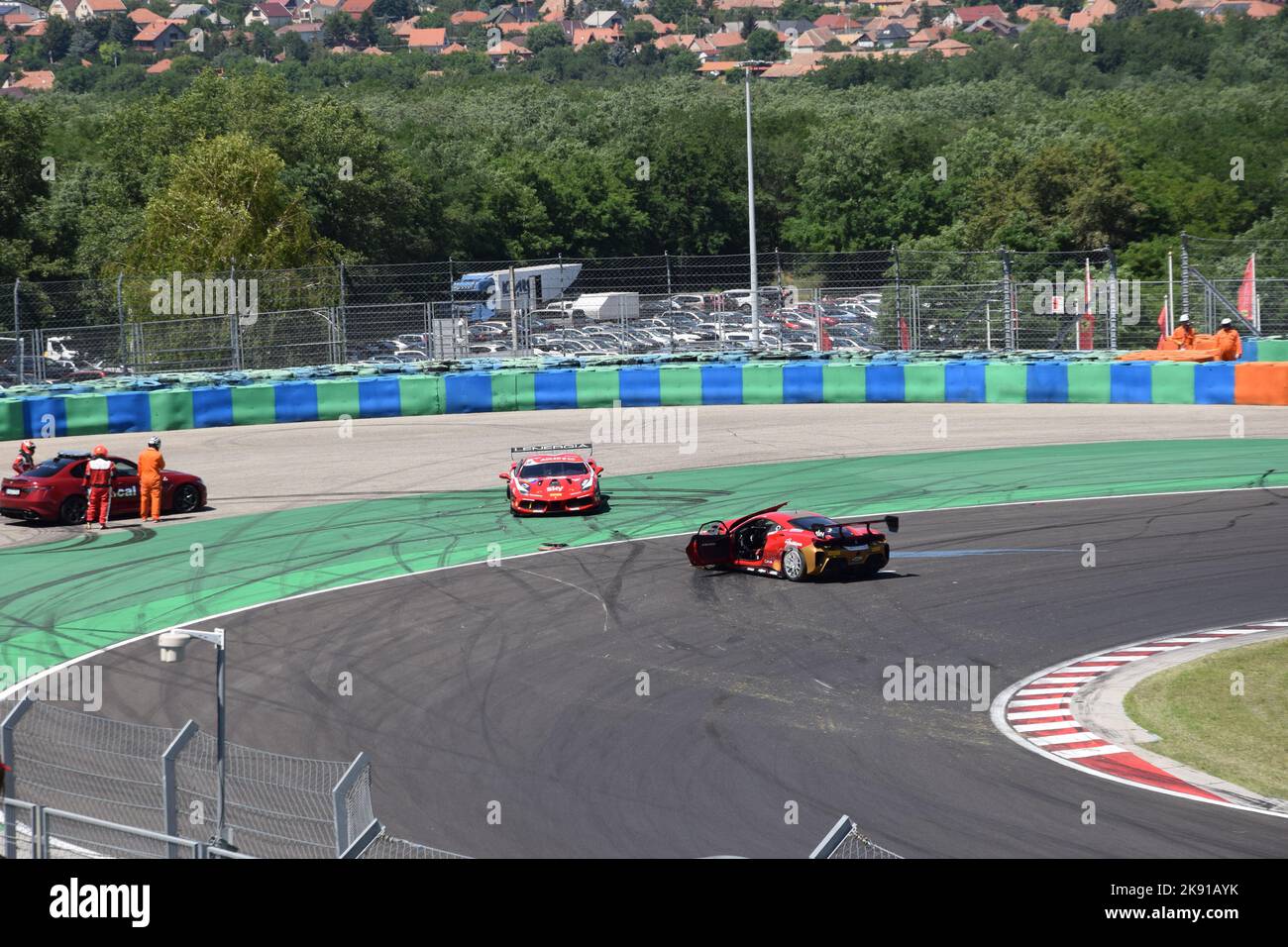 The racing track of Ferrari Challenge Europe with racing red wrecked
