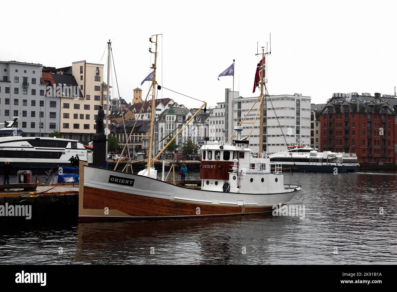 Veteran fishing vessel Orient, now a pleasure boat, in the port Bergen