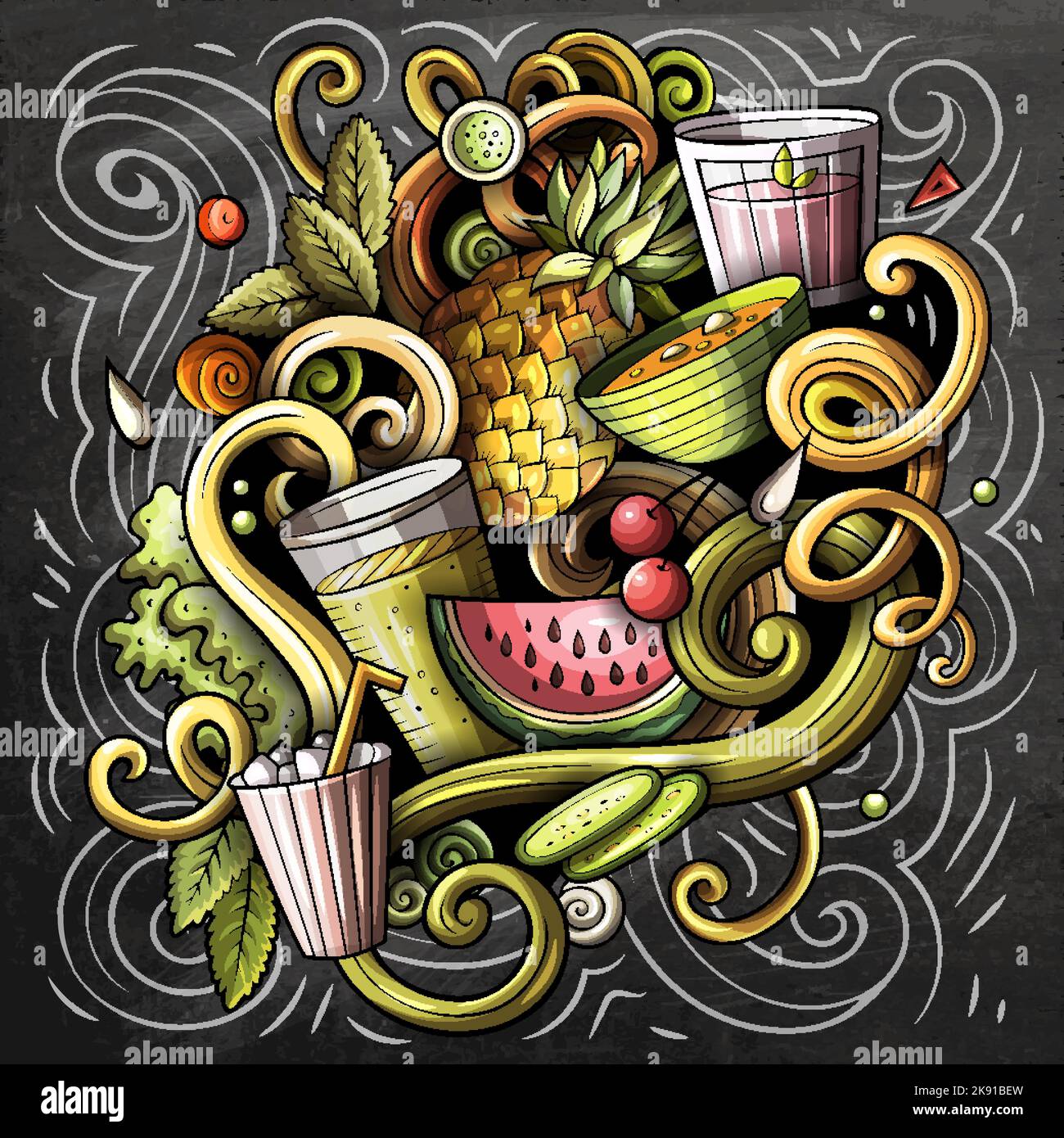 Cartoon vector doodles Diet food illustration Stock Vector Image & Art ...