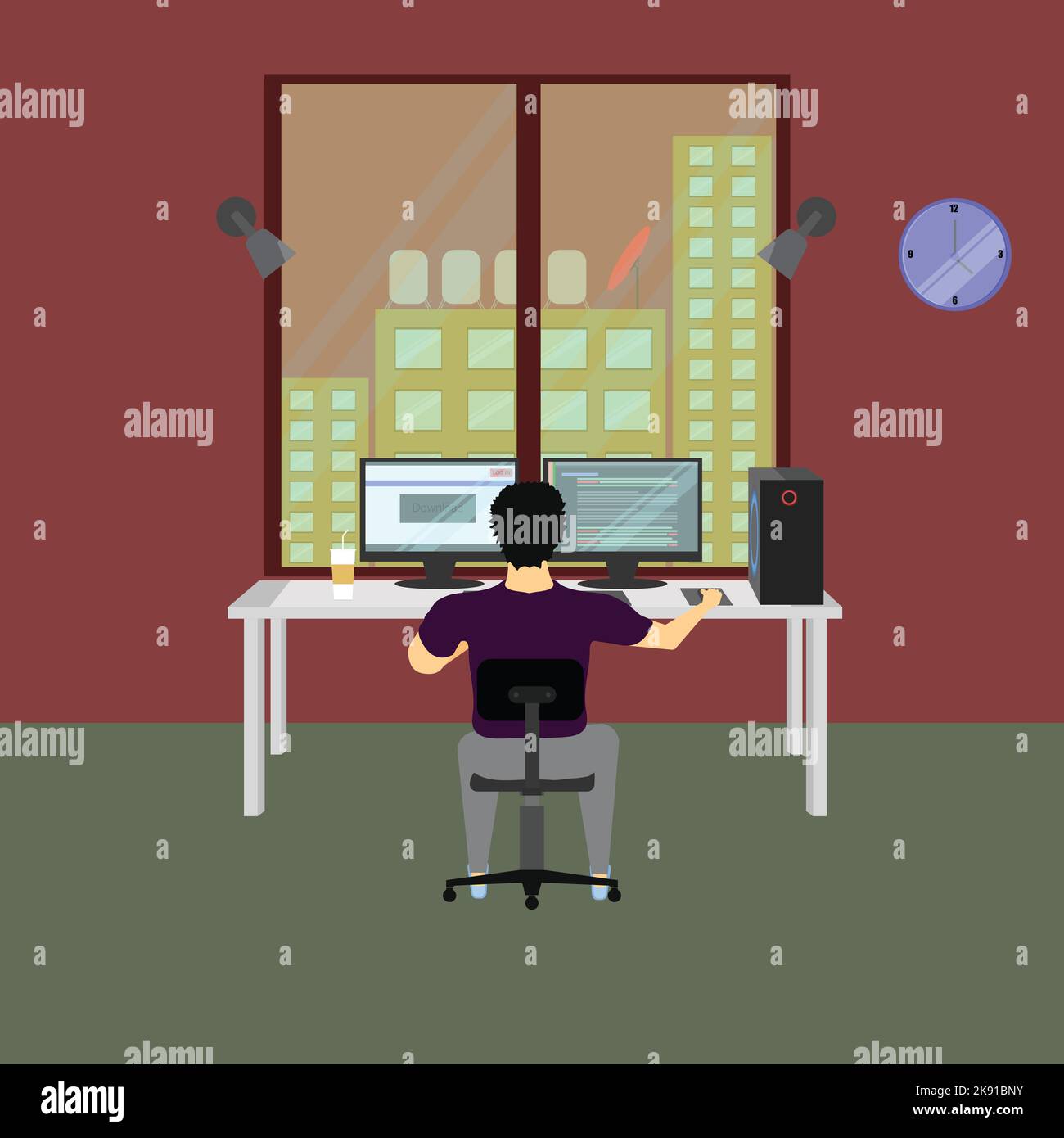To Many Computer Monitor Cartoon Multiple monitors Stock Vector Images - Alamy