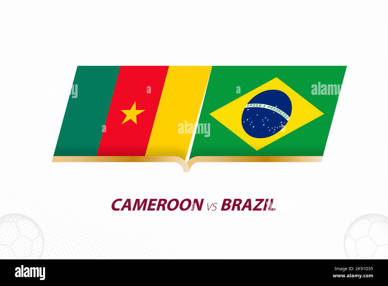 Cameroon vs Brazil in Football Competition, Group A. Versus icon on