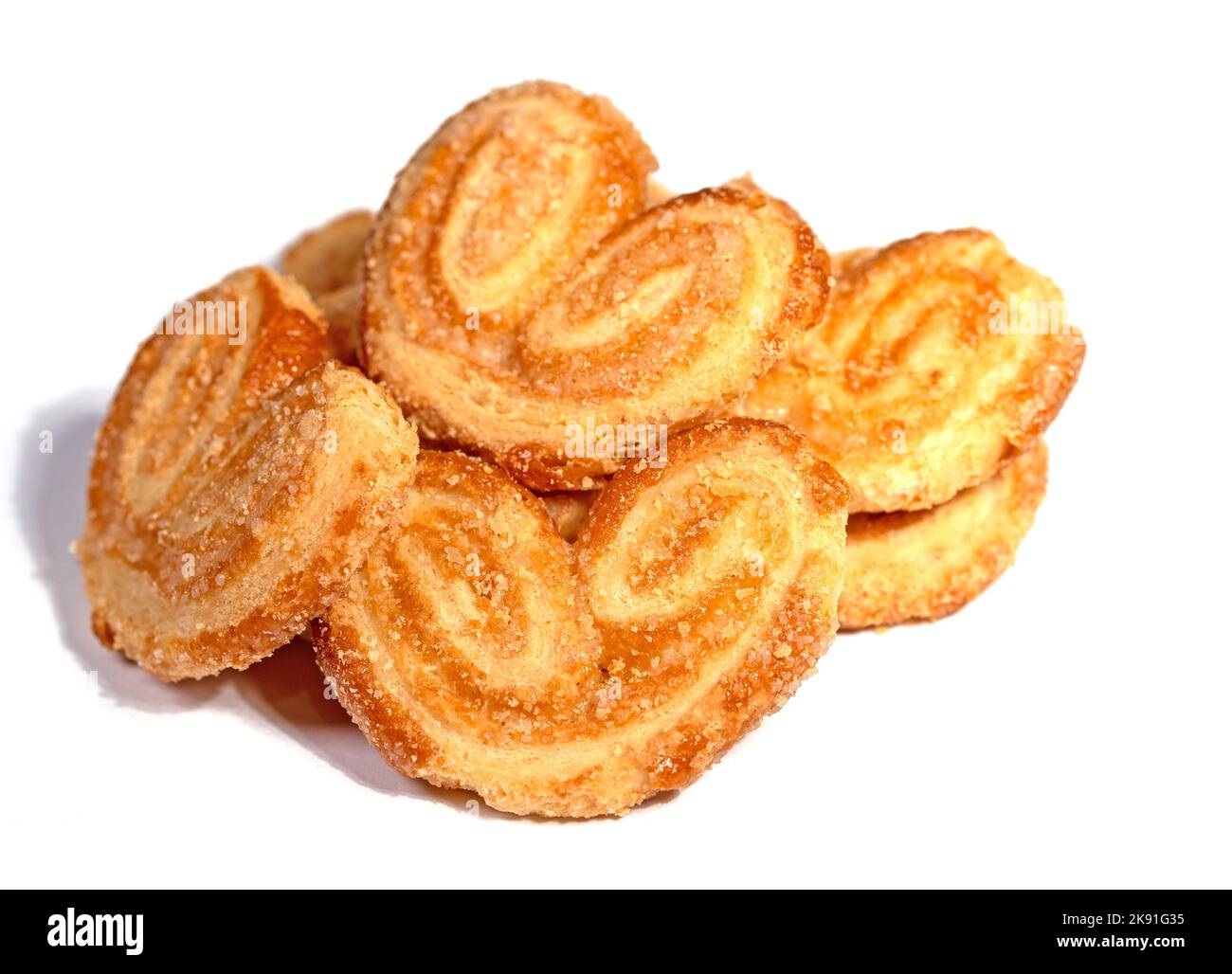 Pig ears against white background, pastry Stock Photo Alamy