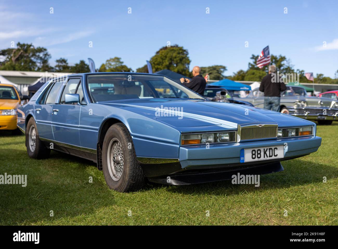 1984 Aston Martin Lagonda ‘88 KDC’ on display at the Race Day Airshow held at Shuttleworth on the 2nd October 2022 Stock Photo