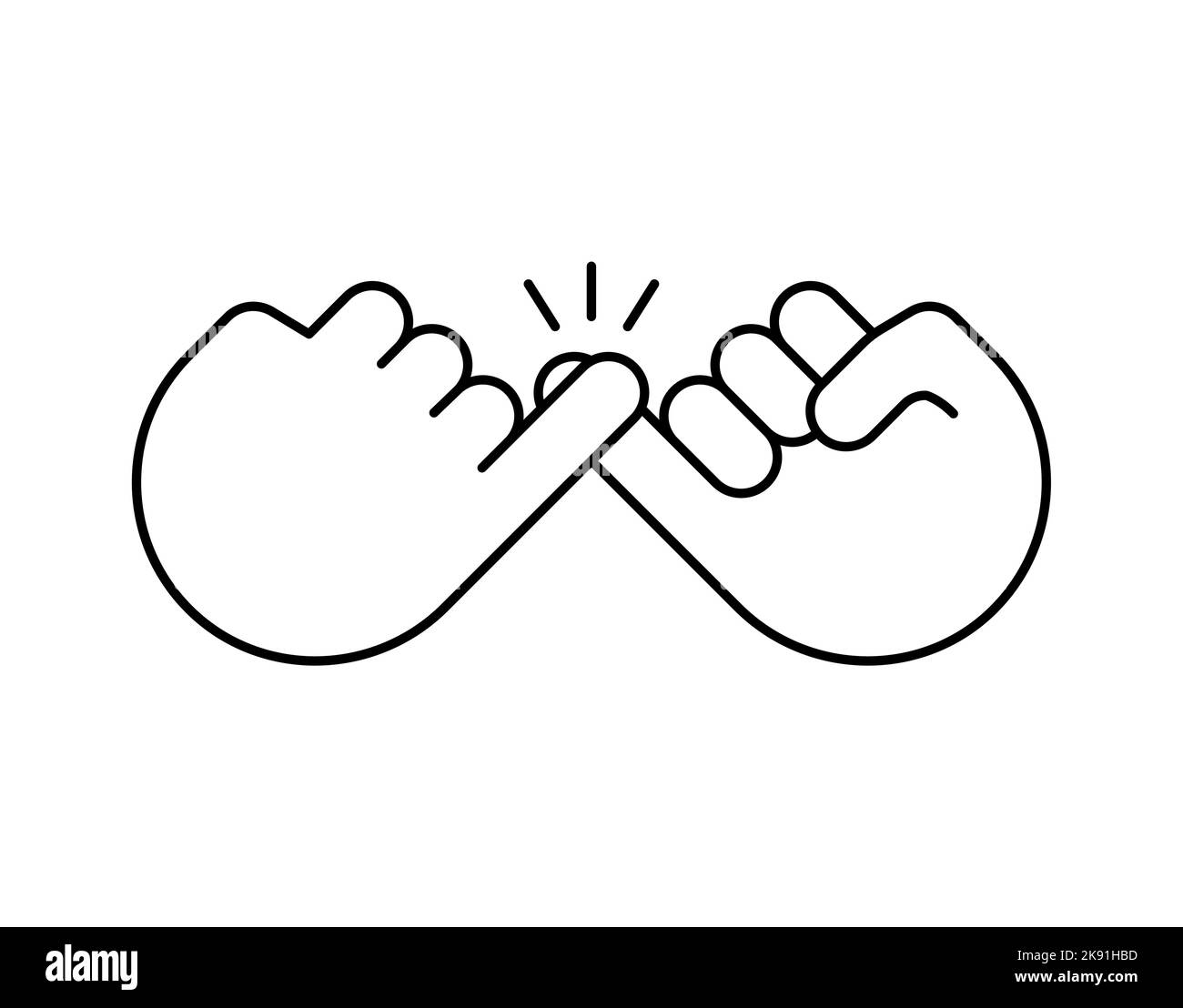 Pinky promise line icon finger vector trustworthy swear cooperation friendship. Pinky promise emoji. Stock Vector