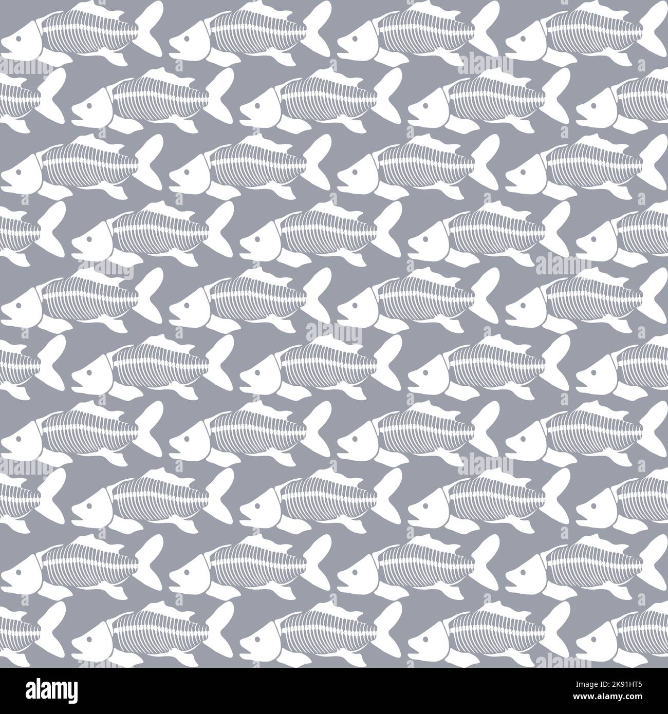 Seamless vector pattern with fish skeleton. Stock Vector
