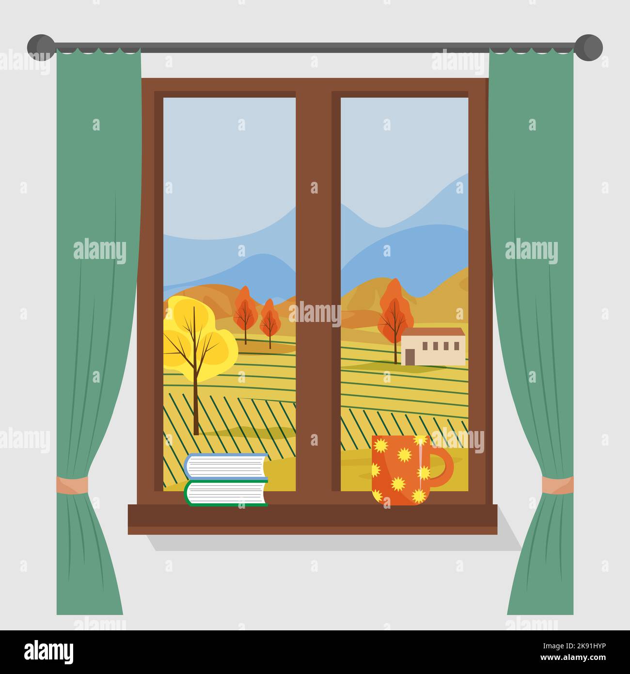 View autumn trees from window Stock Vector Images - Alamy