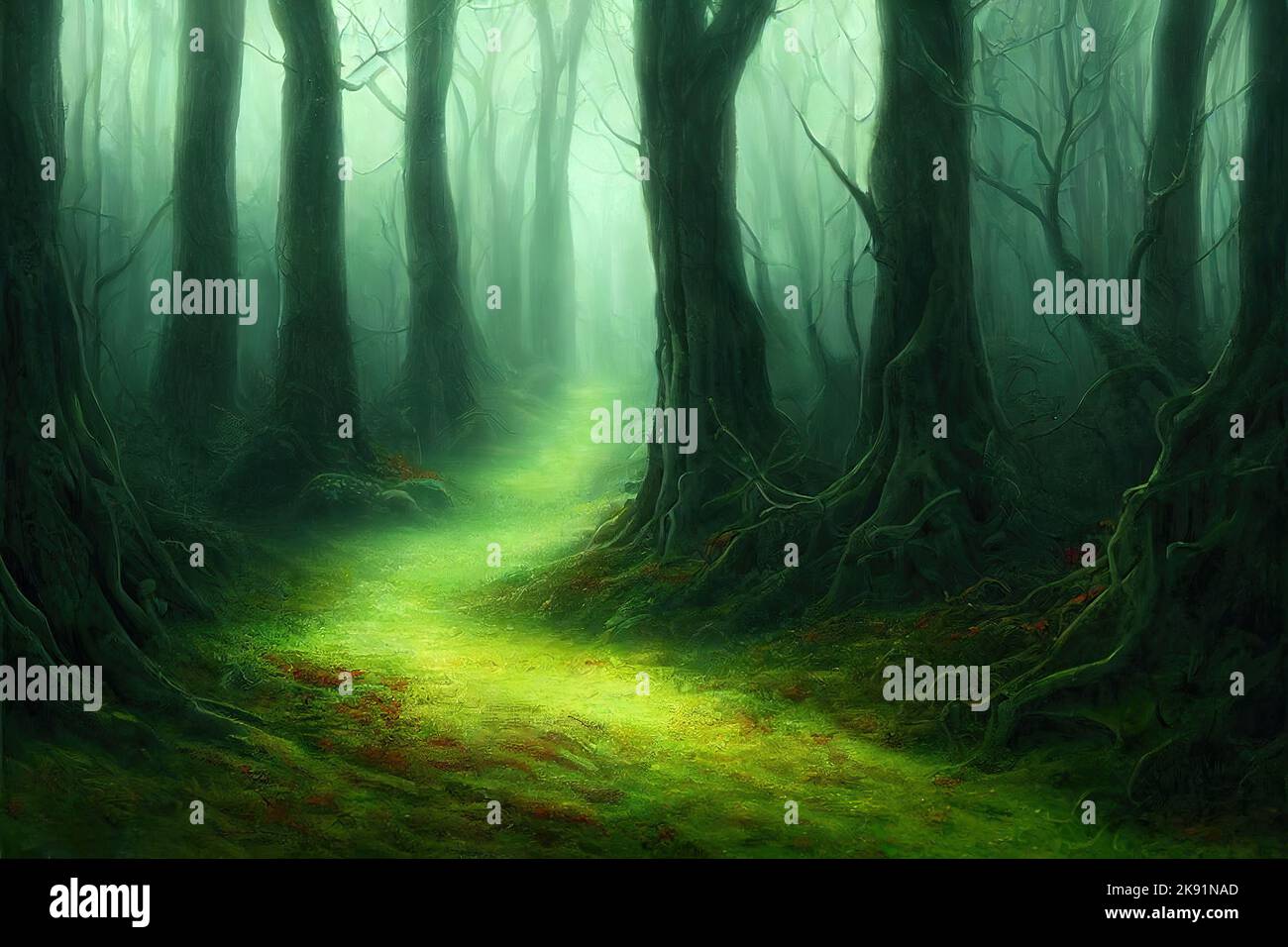 The Enchanted Forest  Fantasy landscape, Magic forest, Anime scenery