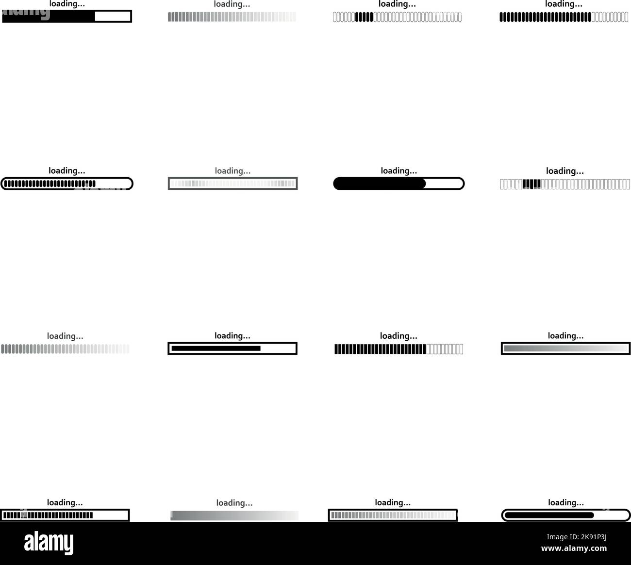 Network 16 pcs. download status bar, download progress on white
