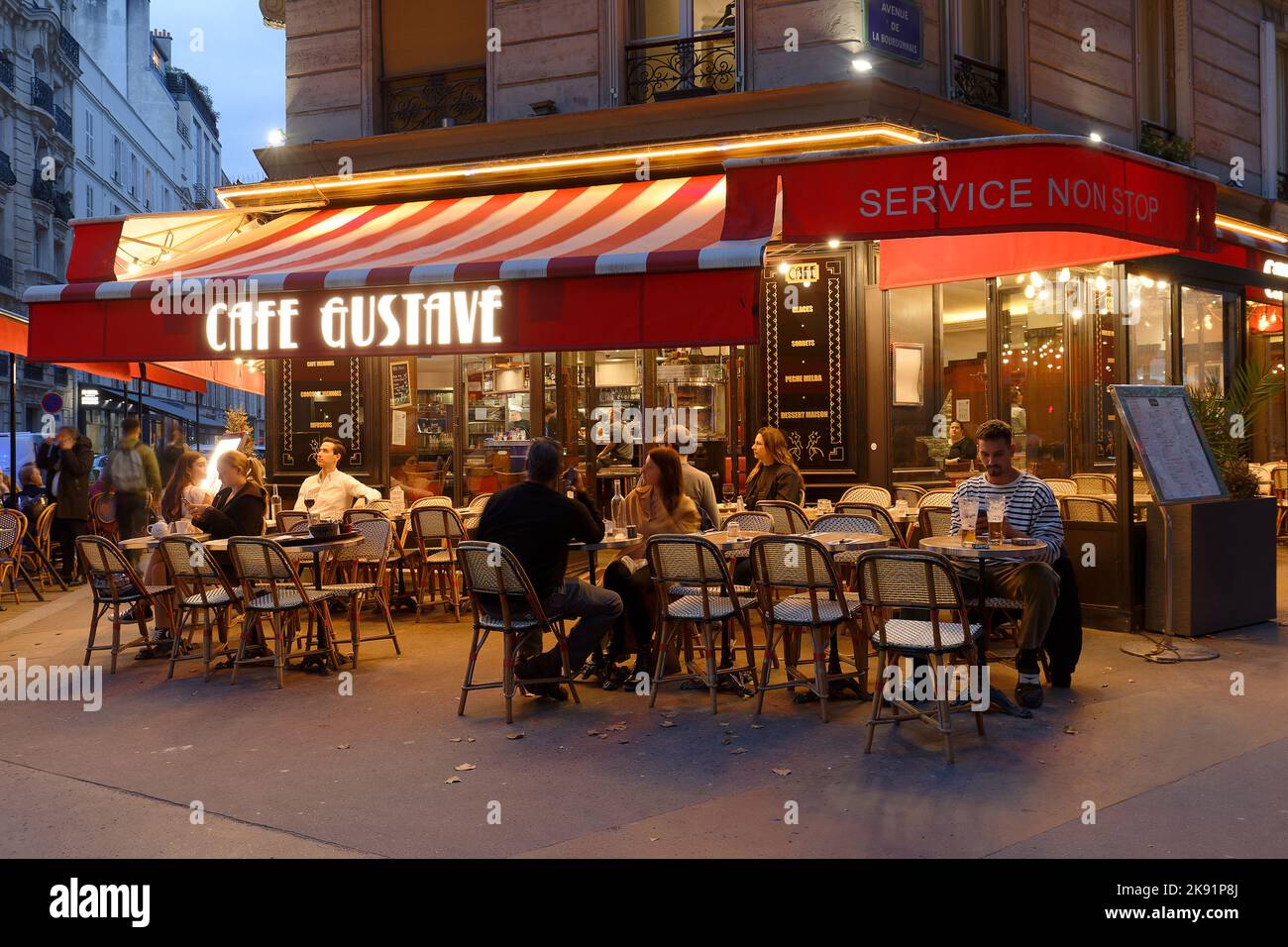 Cafe Gustave is typical French cafe located near the Eiffel tower in ...