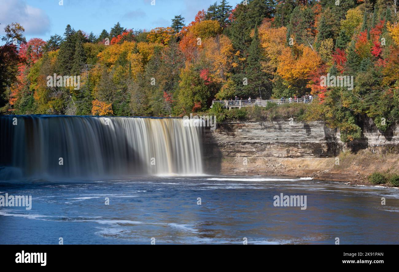 Autumn colors at Tahquamenon Falls in Michigan Stock Photo