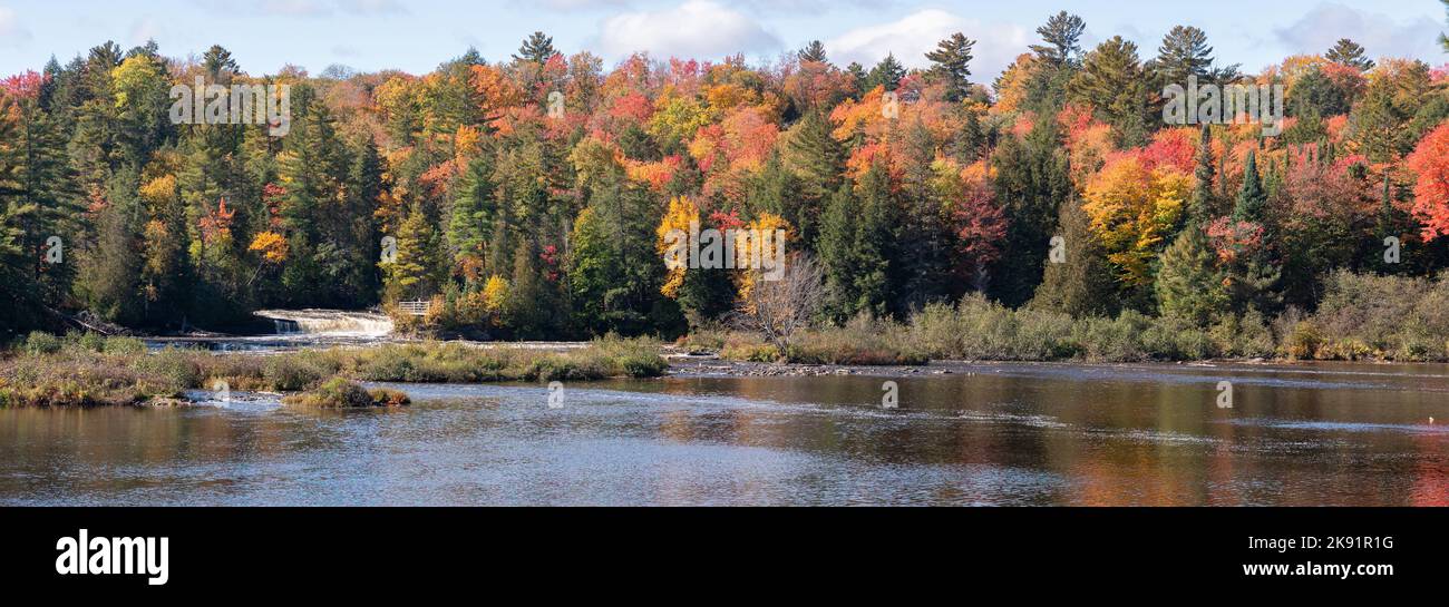Autumn colors at Tahquamenon Falls in Michigan Stock Photo