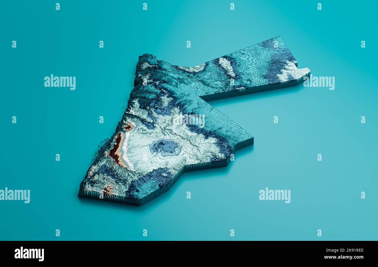 Topographic Jordan Map Hypsometric Elevation tint Spectral Shaded