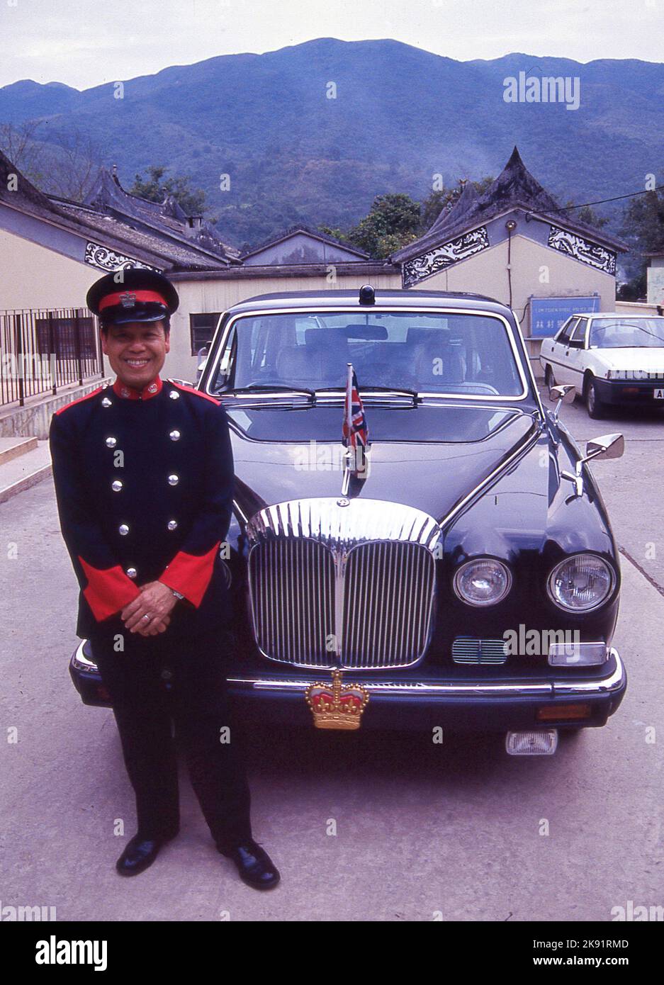 The RollsRoyce of Governor Chris Patten and driver at an event in the