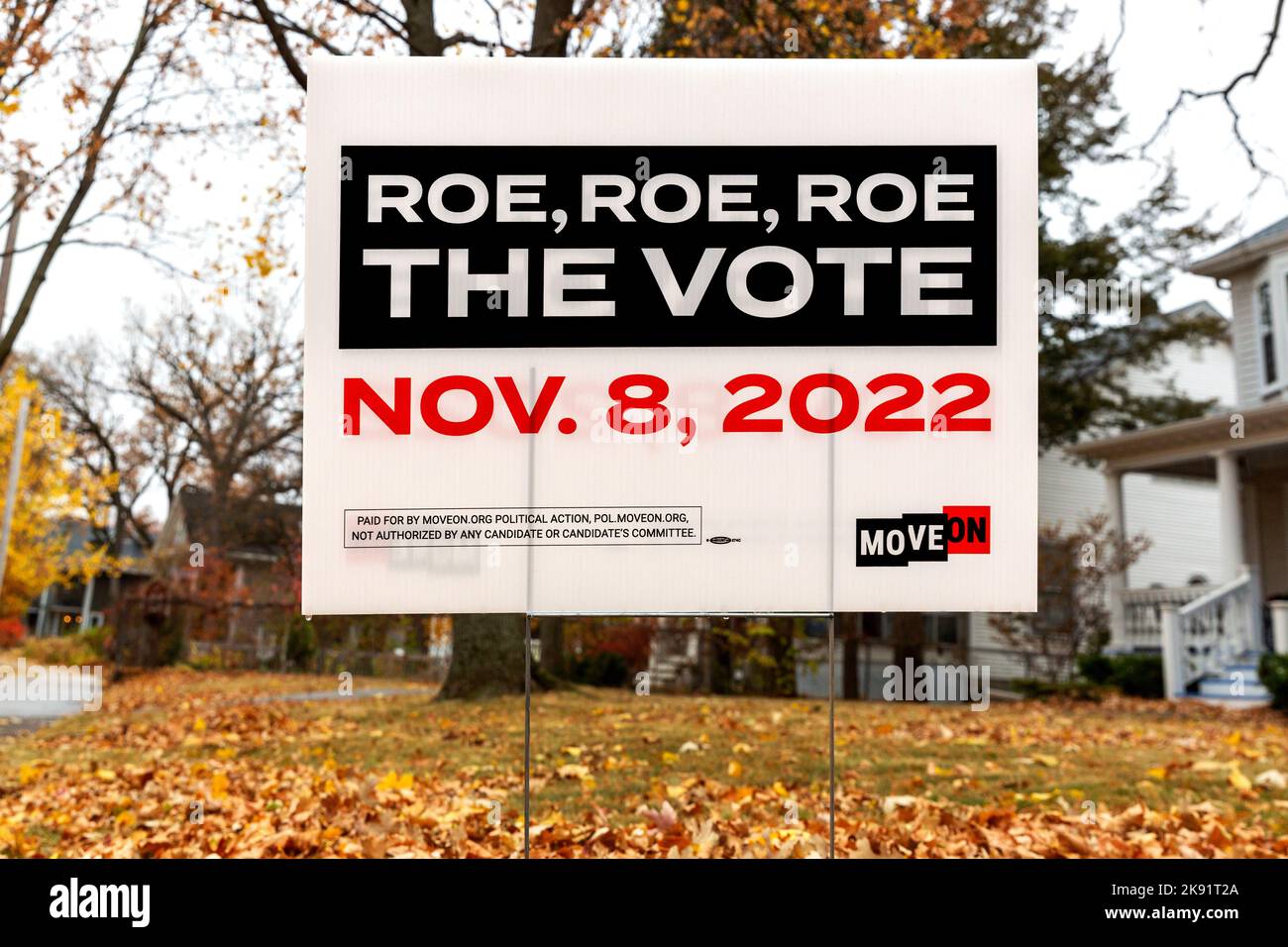 2022 midterm election sign regarding reproductive rights and a parody of song lyrics regarding the overturning of Roe v. Wade by the by U.S. Supreme C Stock Photo