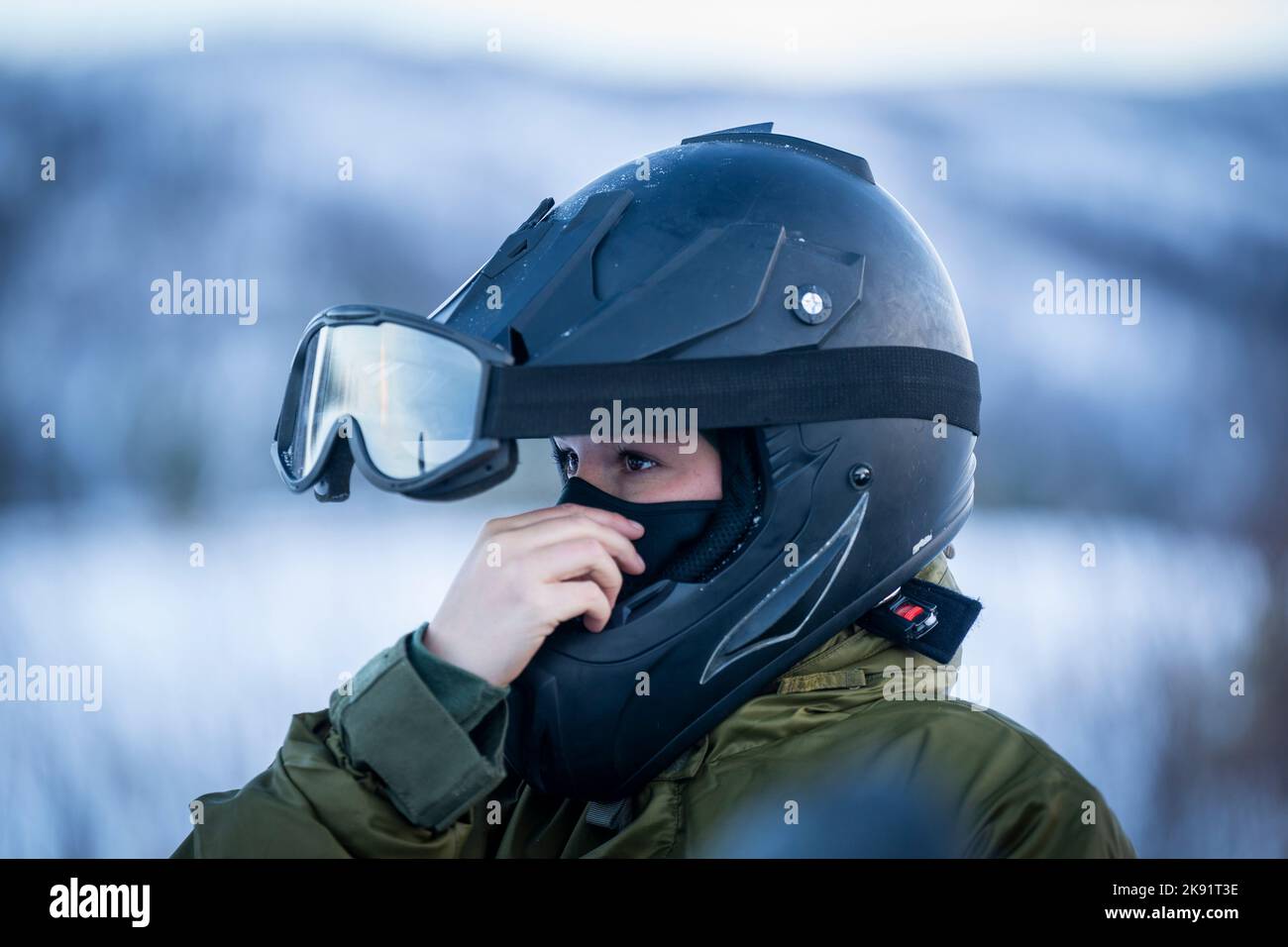 Bardufoss 20221025.Princess Ingrid Alexandra visits Brigade Nord at Setermoen in Bardufoss on Tuesday. There she drove the defense's ATV. Photo: Heiko Junge / NTB POOL Stock Photo