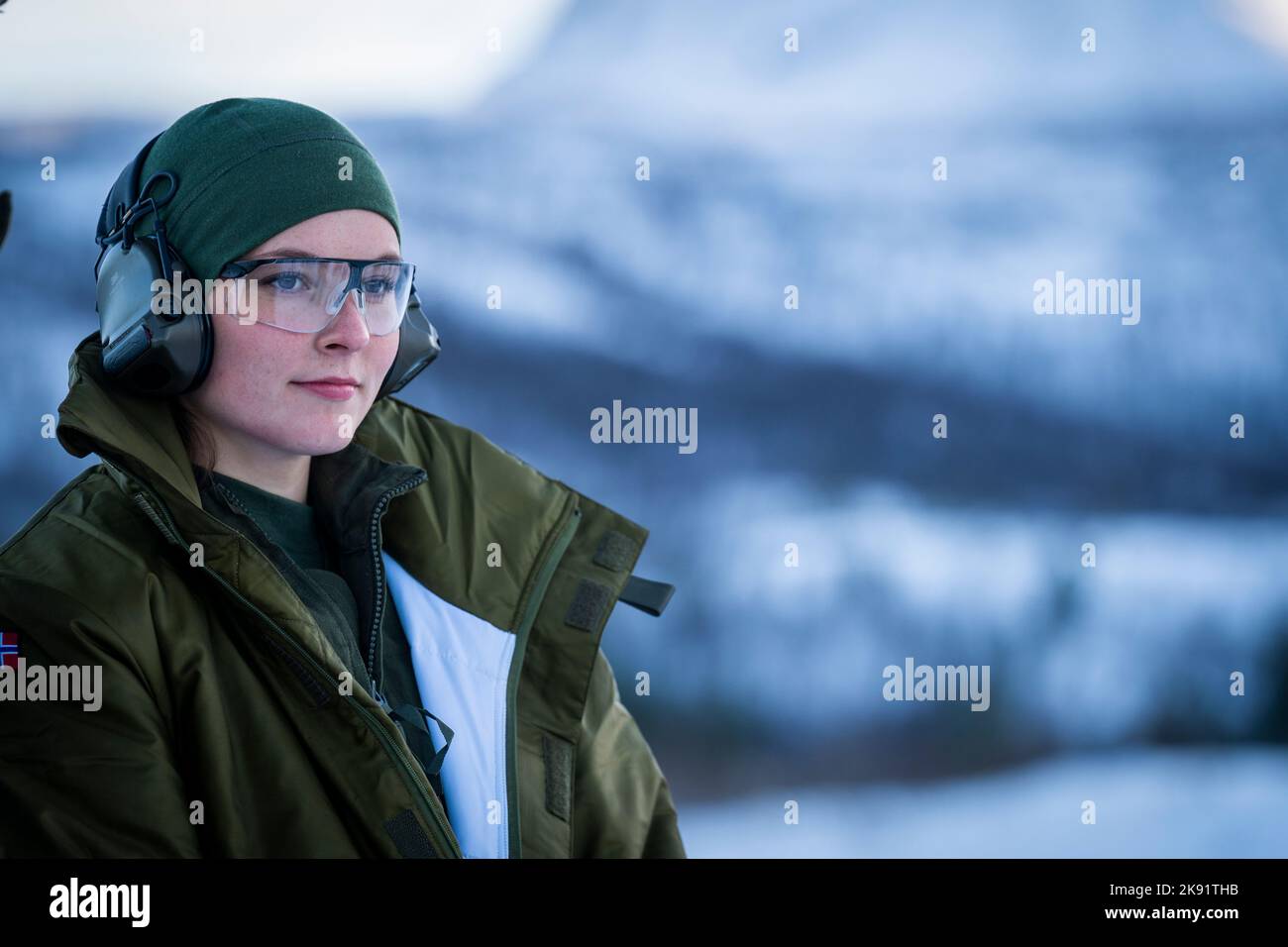 Bardufoss 20221025.Princess Ingrid Alexandra visits Brigade Nord at Setermoen in Bardufoss on Tuesday. There she got to shoot with various weapons. Photo: Heiko Junge / NTB POOL Stock Photo