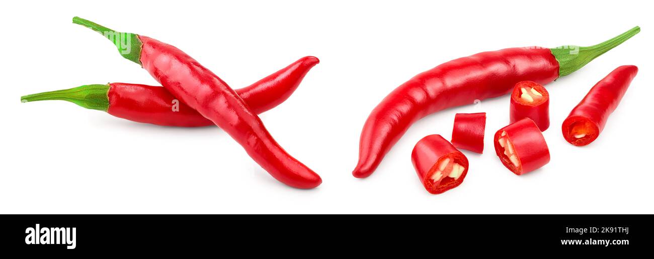 red hot chili peppers isolated on white background Stock Photo - Alamy