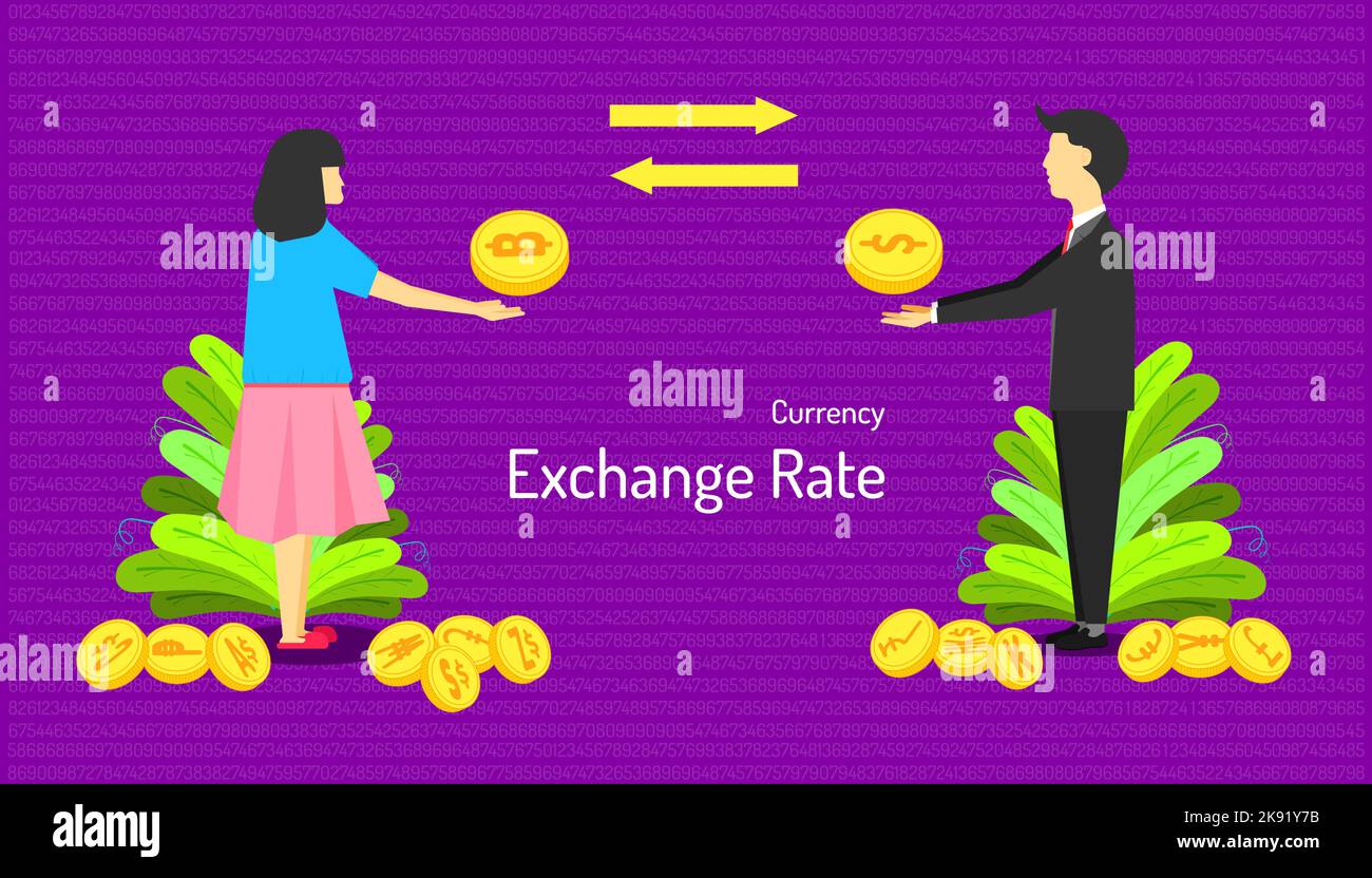 A vector of a male and female transferring money, concept of currency