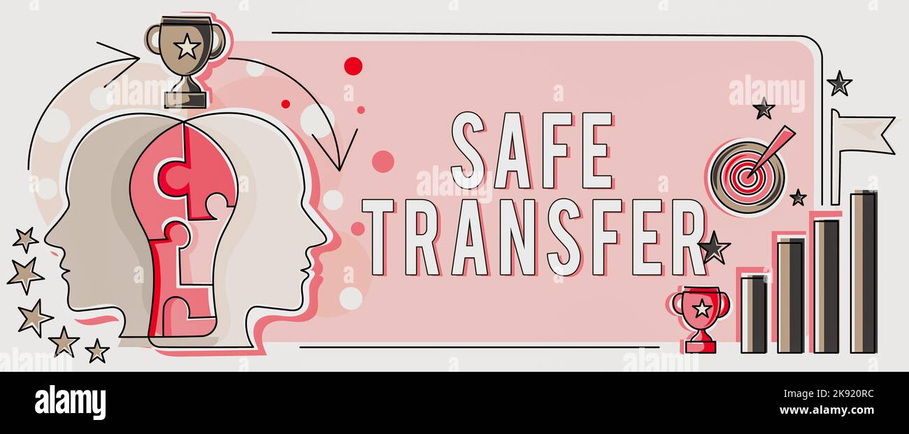 Conceptual caption Safe Transfer. Business showcase transmitting the ...