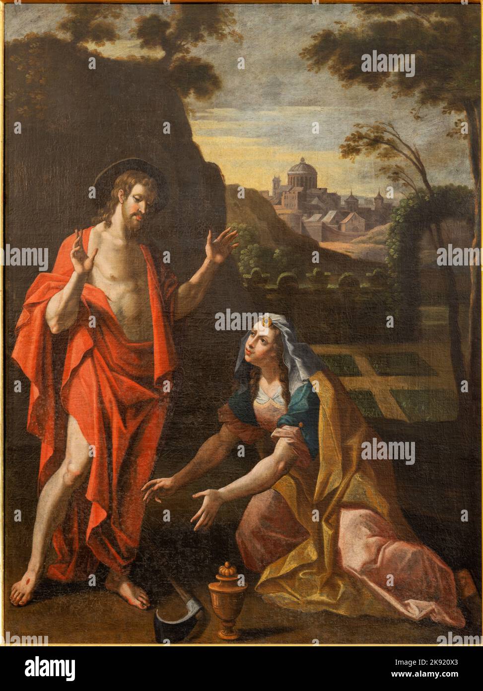 CHAMONIX, FRANCE - JULY 5, 2022: The painting Jesus Appears to Mary Magdalene in the church St. Michael by unknown artist of 17. cent. Stock Photo