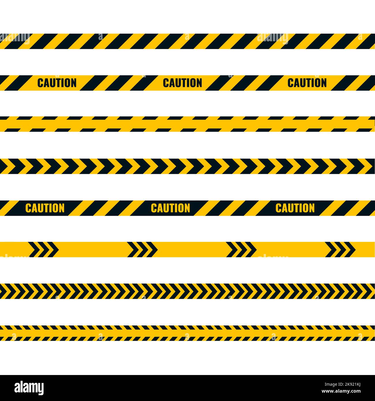 Caution tape. Caution yellow warning lines isolated on white. Vector