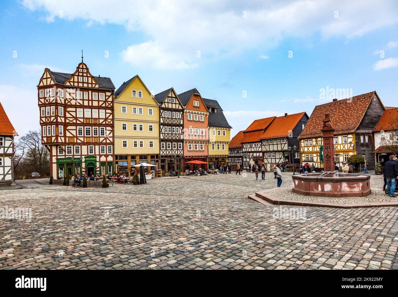 NEU ANSPACH, GERMANY - MAR 27, 2011: market place at Hessenpark in Neu Anspach. Since 1974, ca. 100 endangered buildings have been re-erected at the H Stock Photo