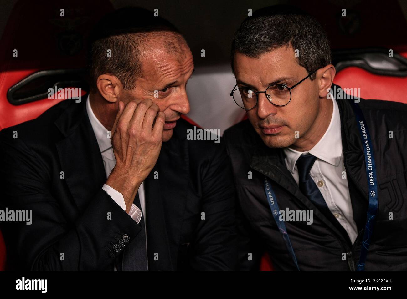 Lisbon, Portugal. 25th Oct, 2022. Massimiliano Allegri coach of Juventus FC during the Champions League Group H football match between Benfica and Juventus FC at estadio da Luz in Lisbon (Portugal), October 25h, 2022. Photo Federico Tardito/Insidefoto Credit: Insidefoto di andrea staccioli/Alamy Live News Stock Photo
