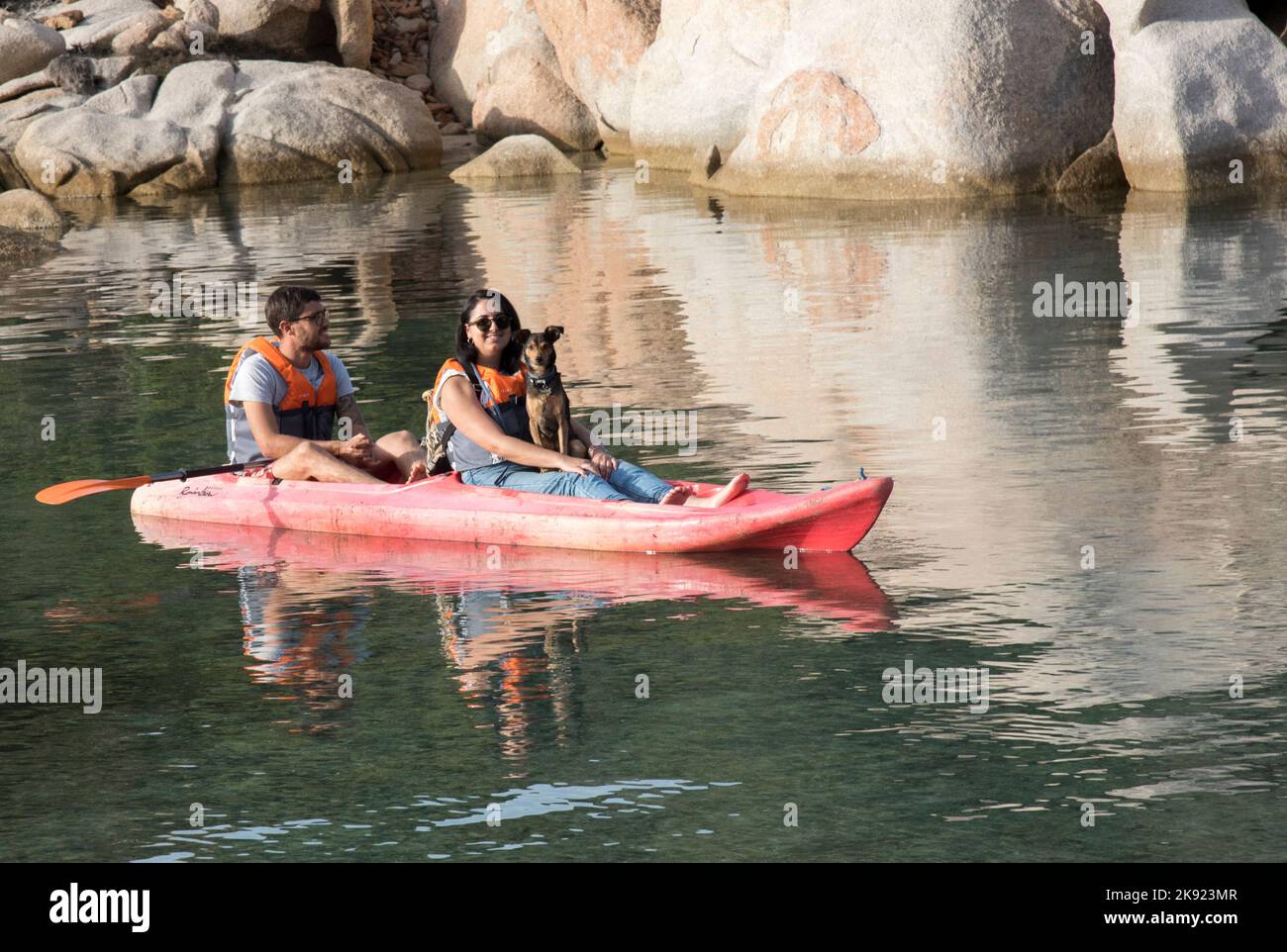In canoa a Caprera Stock Photo