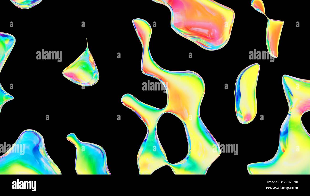 Fluid color glass drops y2k background. Holographic dynamic iridescent