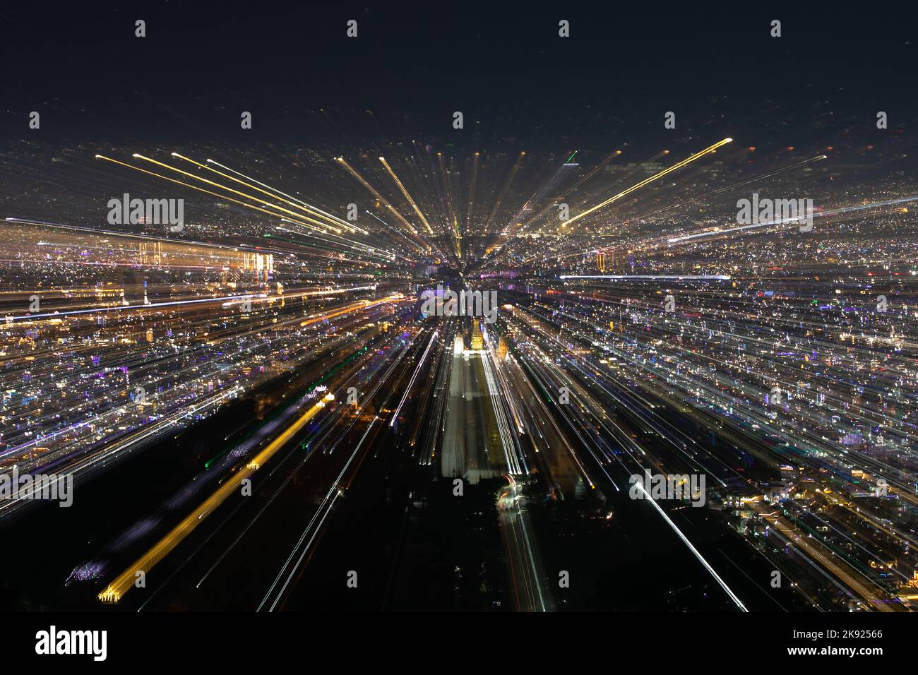 Kathmandu, Nepal. 24th Oct, 2022. Lights illuminate Kathmandu valley