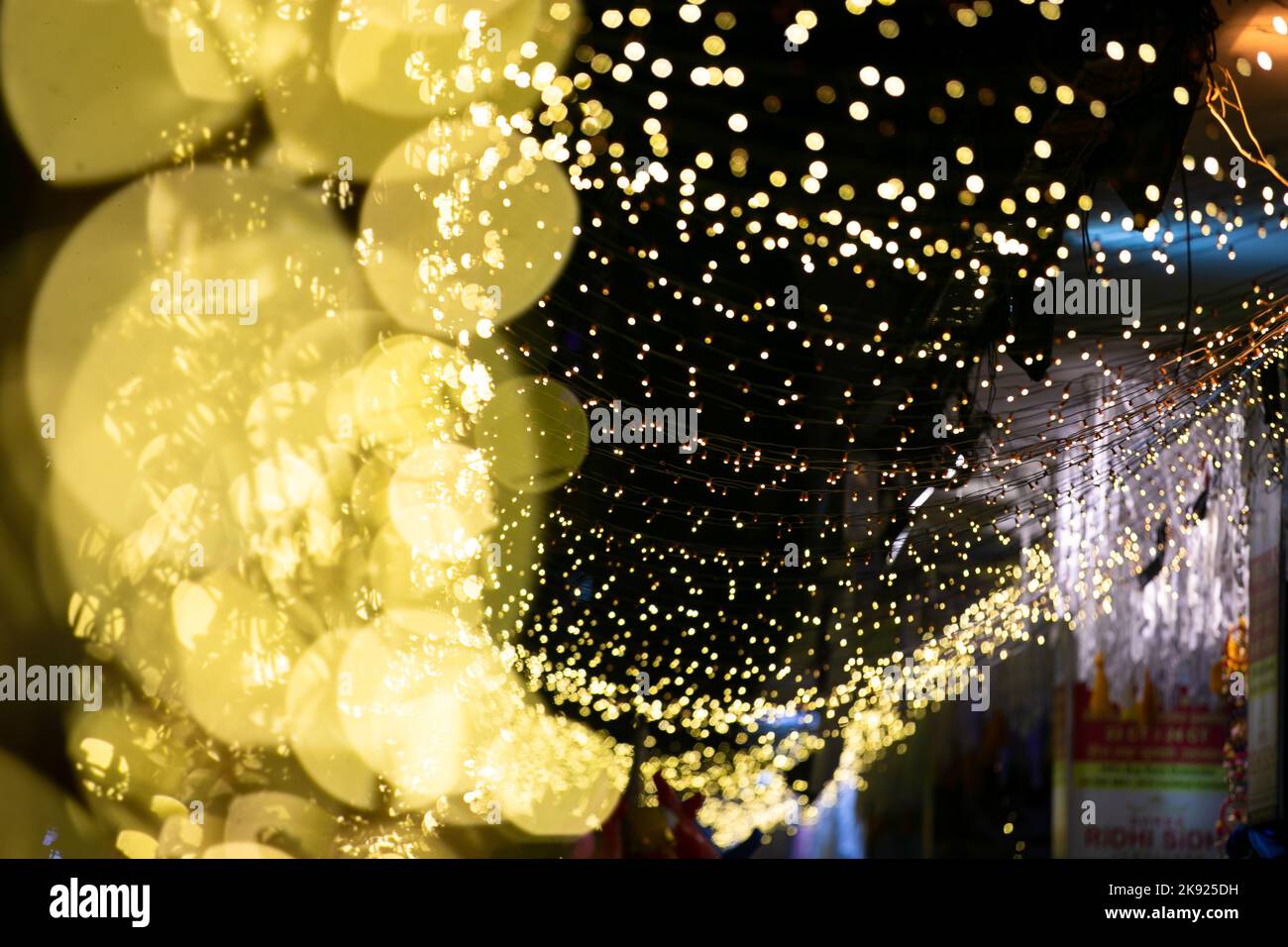 Kathmandu, Nepal. 24th Oct, 2022. Lights illuminate the street of